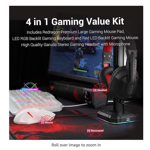 Redragon S101 Wired RGB Backlit Gaming Keyboard, Mouse, Mouse Pad, Headphone Set - Picture 2 of 14